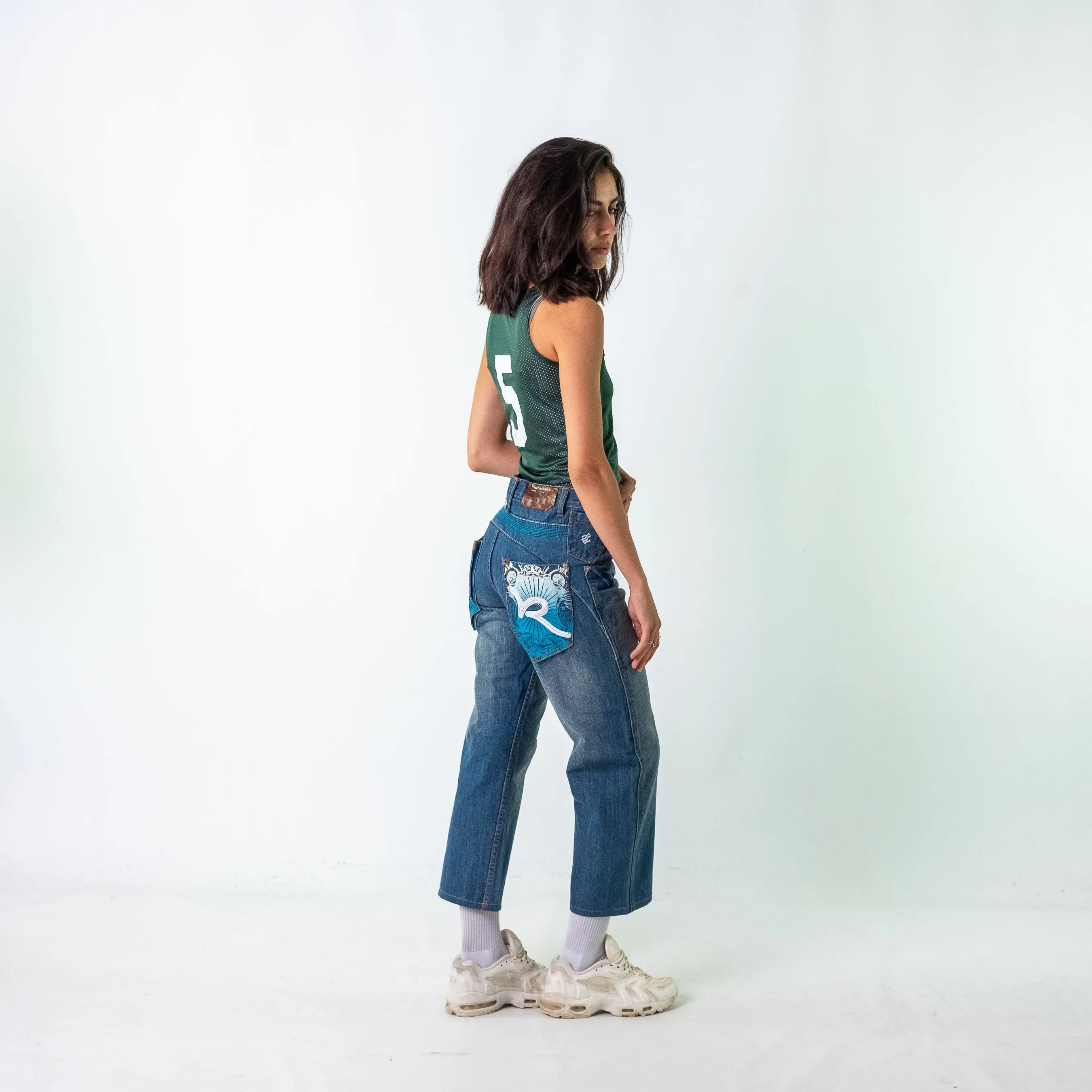 Blue 90s Rocawear Denim Hip Hop Jeans Baggy Pants (30)